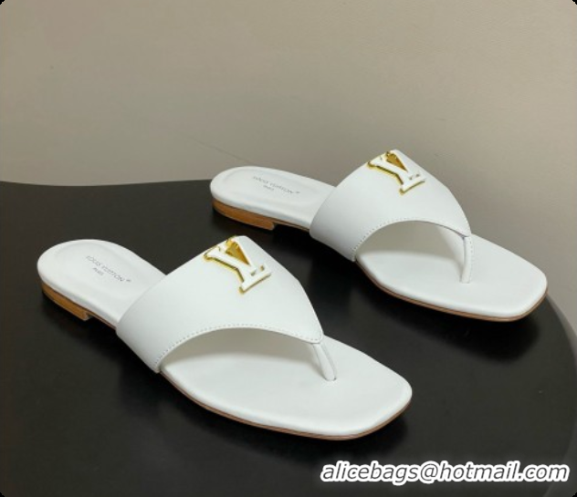 Shop Cheap Louis Vuitton LV Mare Flat Thong in White Plain Calf Leather 6072903 2026