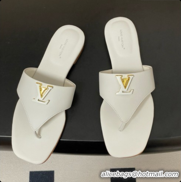 Shop Cheap Louis Vuitton LV Mare Flat Thong in White Plain Calf Leather 6072903 2026