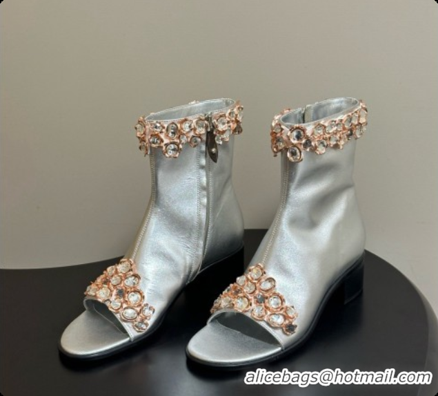 Durable Louis Vuitton Talisman Open Toe Ankle Boot with Low Heel Silver Cruise 6072910 2026
