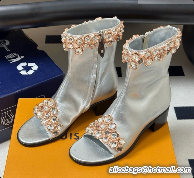 Durable Louis Vuitton Talisman Open Toe Ankle Boot with Low Heel Silver Cruise 6072910 2026