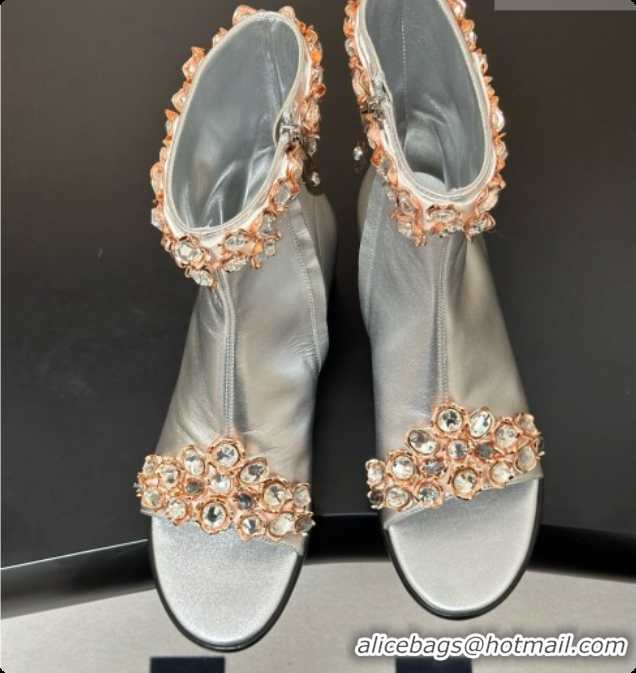 Durable Louis Vuitton Talisman Open Toe Ankle Boot with Low Heel Silver Cruise 6072910 2026