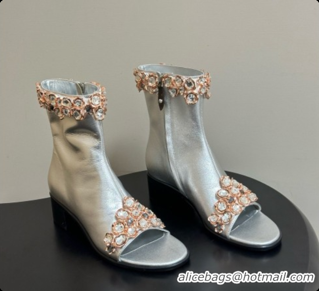 Durable Louis Vuitton Talisman Open Toe Ankle Boot with Low Heel Silver Cruise 6072910 2026