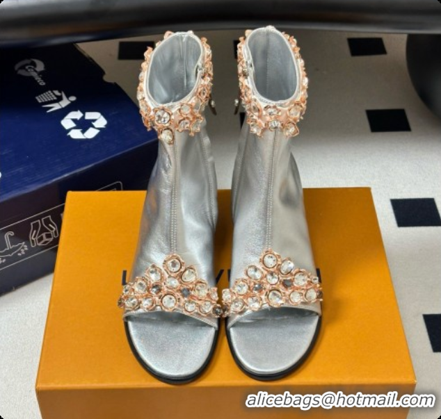 Durable Louis Vuitton Talisman Open Toe Ankle Boot with Low Heel Silver Cruise 6072910 2026
