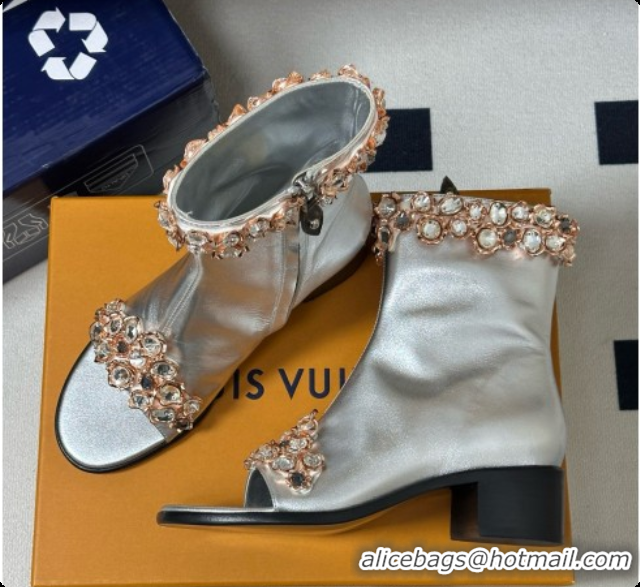 Durable Louis Vuitton Talisman Open Toe Ankle Boot with Low Heel Silver Cruise 6072910 2026