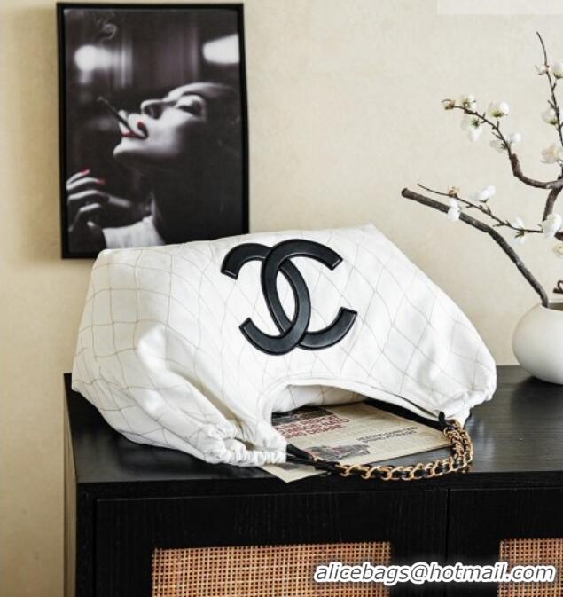 Original Cheap Chanel Coco Beach Small Shopping Bag Denim With Calfskin AS6191 White/Black/Gold 2026