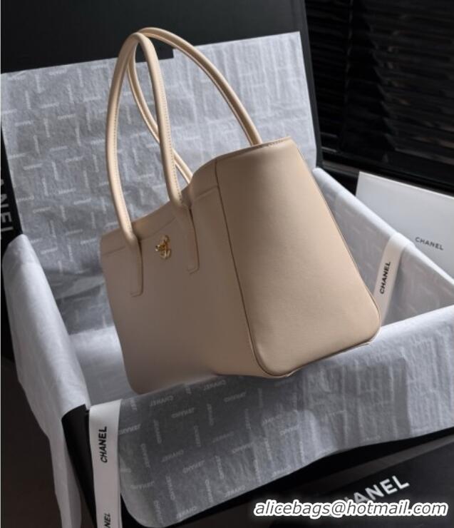 Top Grade Chanel Small Shopping Bag in Smooth Calfskin AS6243 Beige 2026