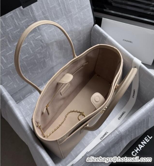 Top Grade Chanel Small Shopping Bag in Smooth Calfskin AS6243 Beige 2026