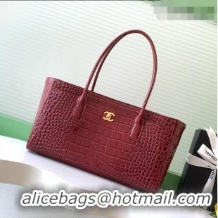 Good Product Chanel Small Shopping Bag in Crocodile Embossed Calfskin AS6243 Burgundy 2026