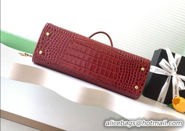 Good Product Chanel Small Shopping Bag in Crocodile Embossed Calfskin AS6243 Burgundy 2026