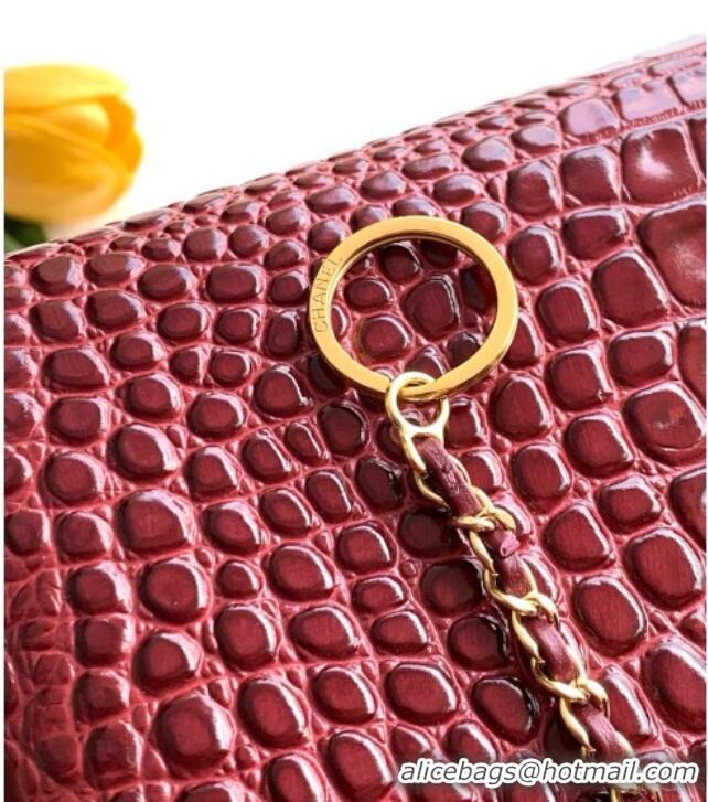 Good Product Chanel Small Shopping Bag in Crocodile Embossed Calfskin AS6243 Burgundy 2026