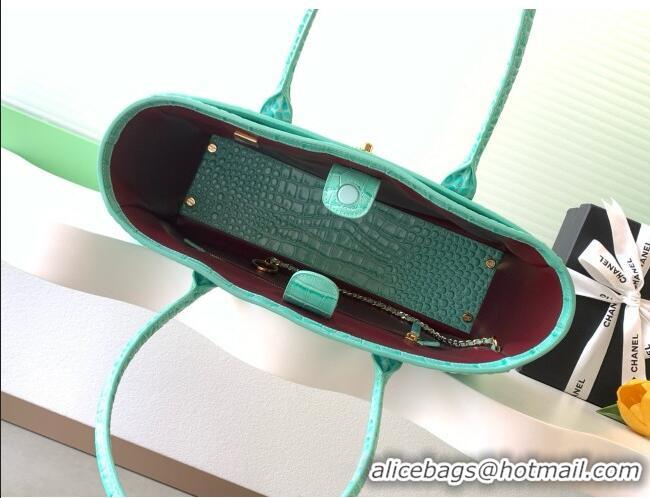 Shop Discount Chanel Small Shopping Bag in Crocodile Embossed Calfskin AS6243 Green 2026