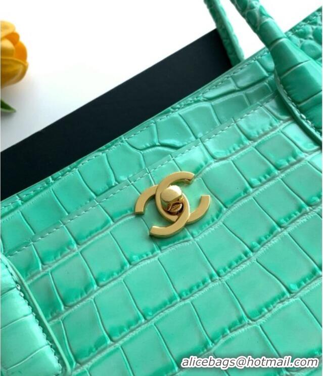 Shop Discount Chanel Small Shopping Bag in Crocodile Embossed Calfskin AS6243 Green 2026