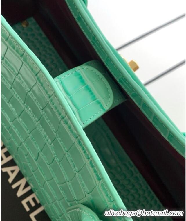 Shop Discount Chanel Small Shopping Bag in Crocodile Embossed Calfskin AS6243 Green 2026
