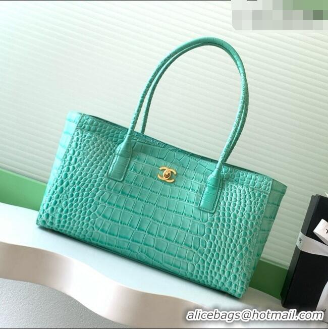 Shop Discount Chanel Small Shopping Bag in Crocodile Embossed Calfskin AS6243 Green 2026