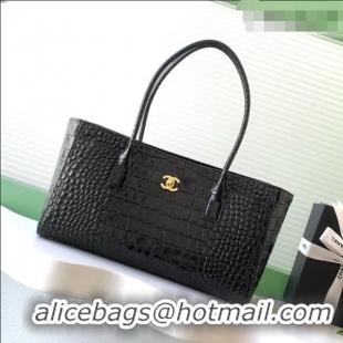 Best Product Chanel Small Shopping Bag in Crocodile Embossed Calfskin AS6243 Black 2026