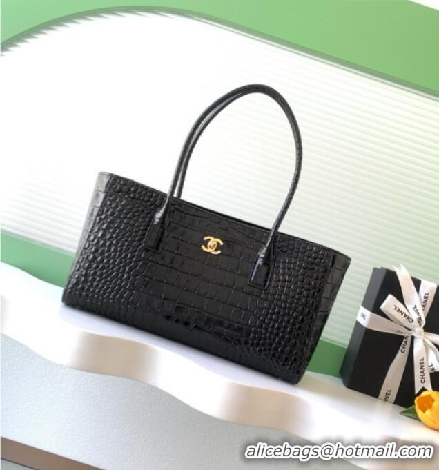 Best Product Chanel Small Shopping Bag in Crocodile Embossed Calfskin AS6243 Black 2026