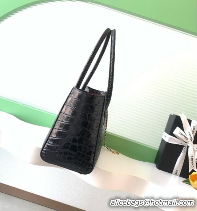 Best Product Chanel Small Shopping Bag in Crocodile Embossed Calfskin AS6243 Black 2026