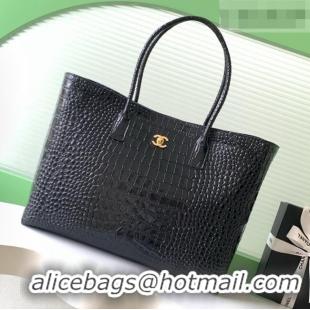 Top Design Chanel Large Shopping Bag in Crocodile Embossed Calfskin AS6239 Black 2026