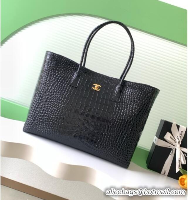 Top Design Chanel Large Shopping Bag in Crocodile Embossed Calfskin AS6239 Black 2026