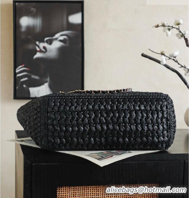 Top Grade Chanel Coco Beach Raffia Tote CH082513 Black 2026