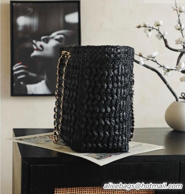 Top Grade Chanel Coco Beach Raffia Tote CH082513 Black 2026