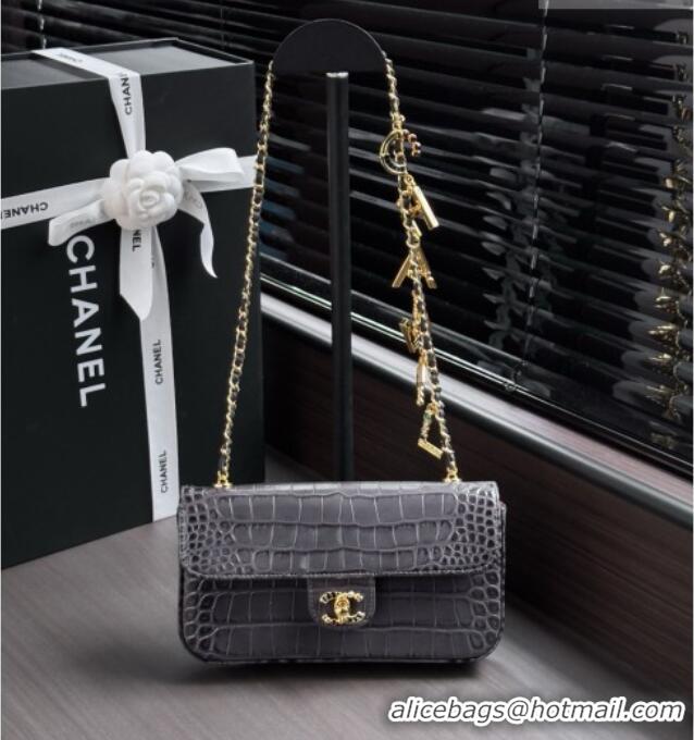 Most Popular Chanel Crocodile Embossed Calfskin Flap Bag AS6340 Grey 2026