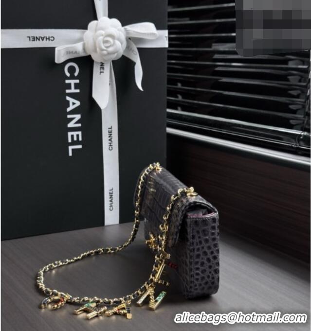 Most Popular Chanel Crocodile Embossed Calfskin Flap Bag AS6340 Grey 2026