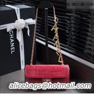 Best Grade Chanel Crocodile Embossed Calfskin Flap Bag AS6340 Burgundy 2026