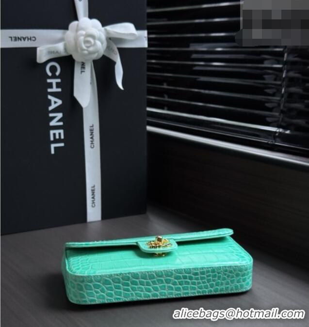 Classic Specials Chanel Crocodile Embossed Calfskin Flap Bag AS6340 Green 2026