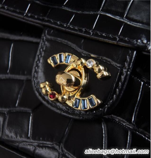 Inexpensive Chanel Crocodile Embossed Calfskin Flap Bag AS6340 Black 2026
