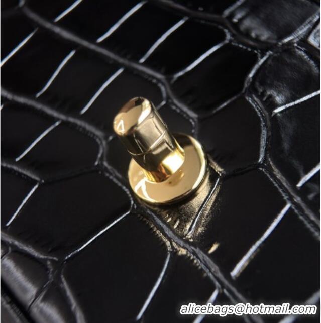 Inexpensive Chanel Crocodile Embossed Calfskin Flap Bag AS6340 Black 2026