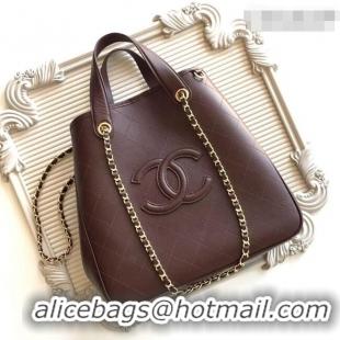 Buy Discount Chanel Small Tote Bag in Calfskin AS6200 Dark Brown 2026