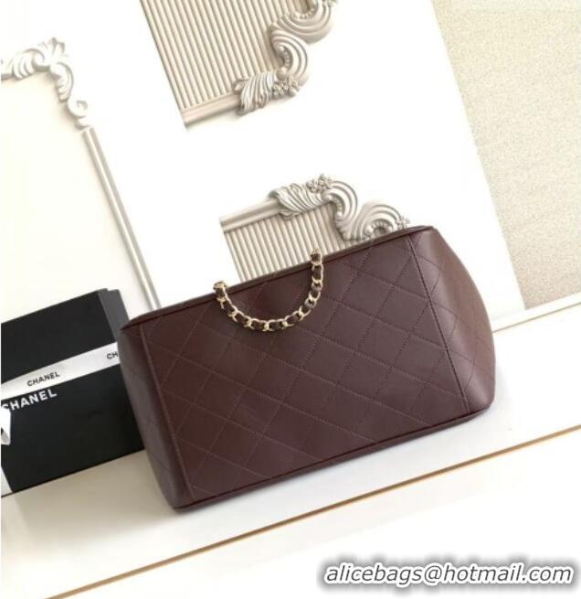 Buy Discount Chanel Small Tote Bag in Calfskin AS6200 Dark Brown 2026