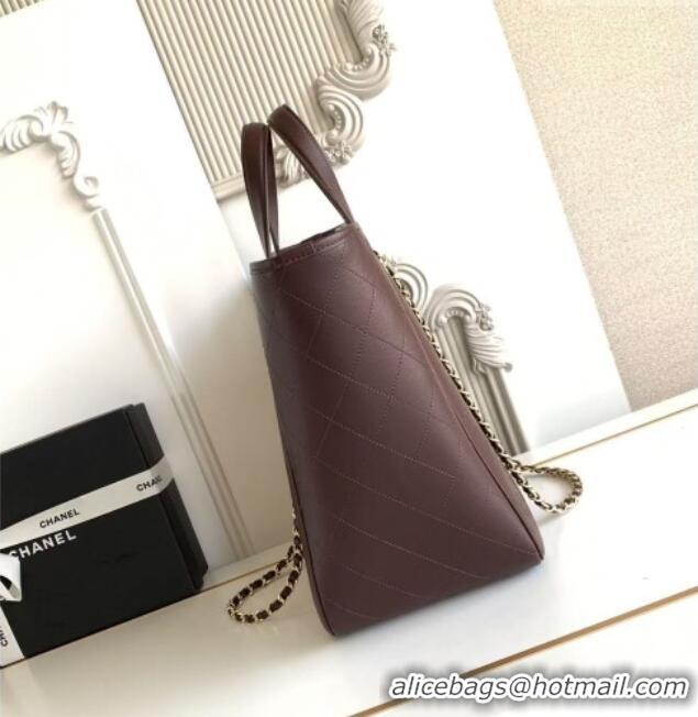 Buy Discount Chanel Small Tote Bag in Calfskin AS6200 Dark Brown 2026
