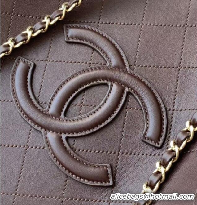 Buy Discount Chanel Small Tote Bag in Calfskin AS6200 Dark Brown 2026