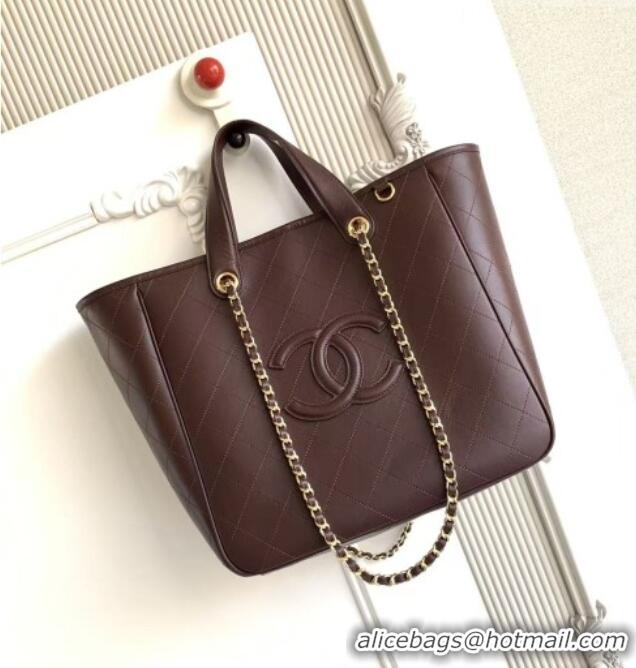 Buy Discount Chanel Small Tote Bag in Calfskin AS6200 Dark Brown 2026