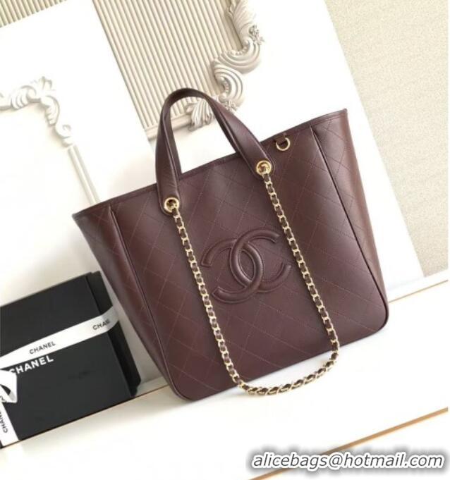 Buy Discount Chanel Small Tote Bag in Calfskin AS6200 Dark Brown 2026