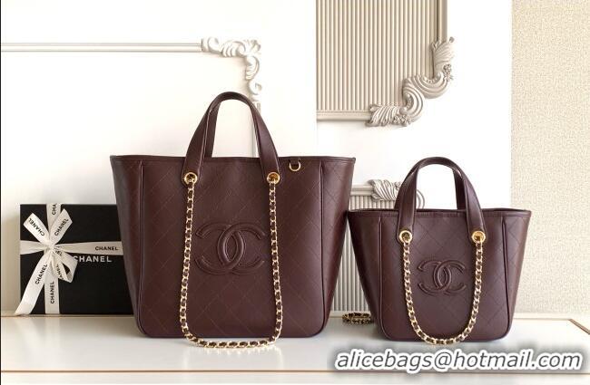 Buy Discount Chanel Small Tote Bag in Calfskin AS6200 Dark Brown 2026