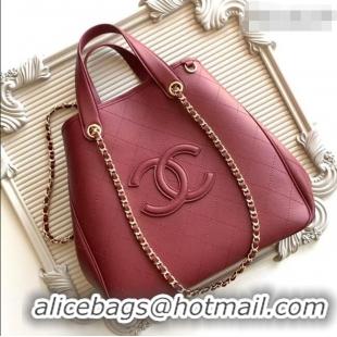 Famous Brand Chanel Small Tote Bag in Calfskin AS6200 Burgundy 2026