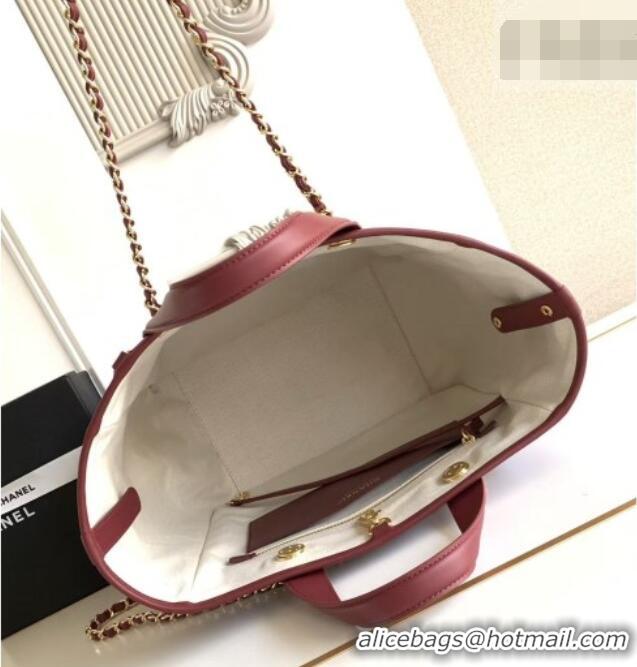 Famous Brand Chanel Small Tote Bag in Calfskin AS6200 Burgundy 2026