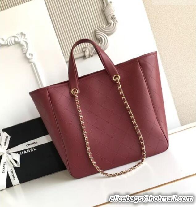Famous Brand Chanel Small Tote Bag in Calfskin AS6200 Burgundy 2026