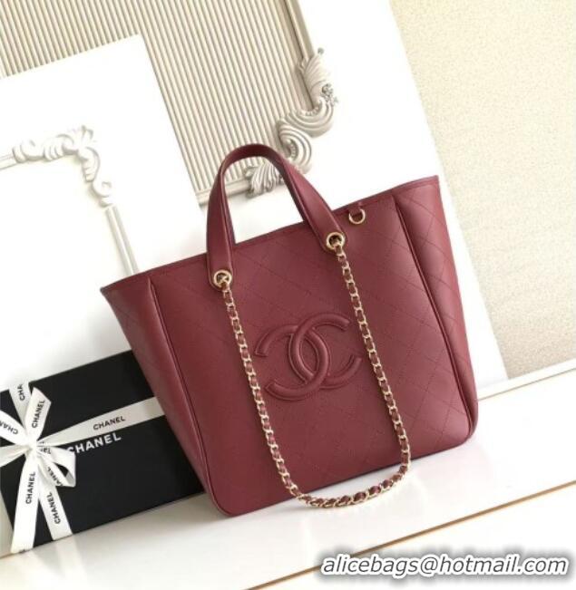 Famous Brand Chanel Small Tote Bag in Calfskin AS6200 Burgundy 2026