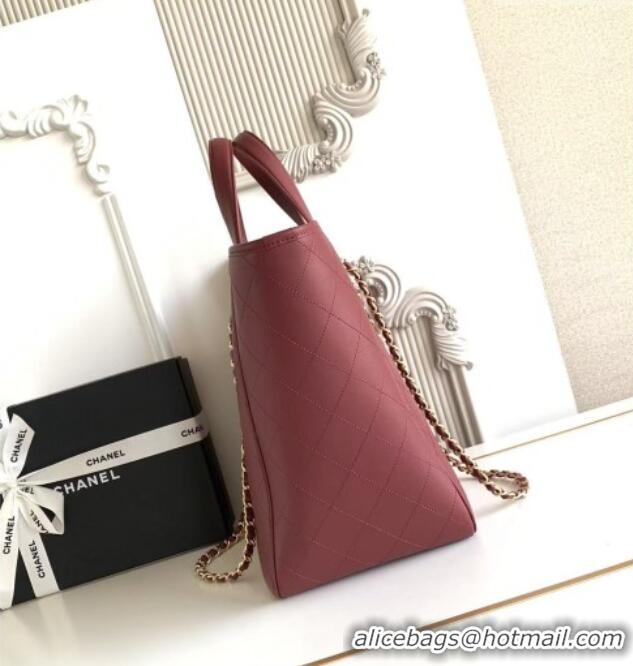 Famous Brand Chanel Small Tote Bag in Calfskin AS6200 Burgundy 2026