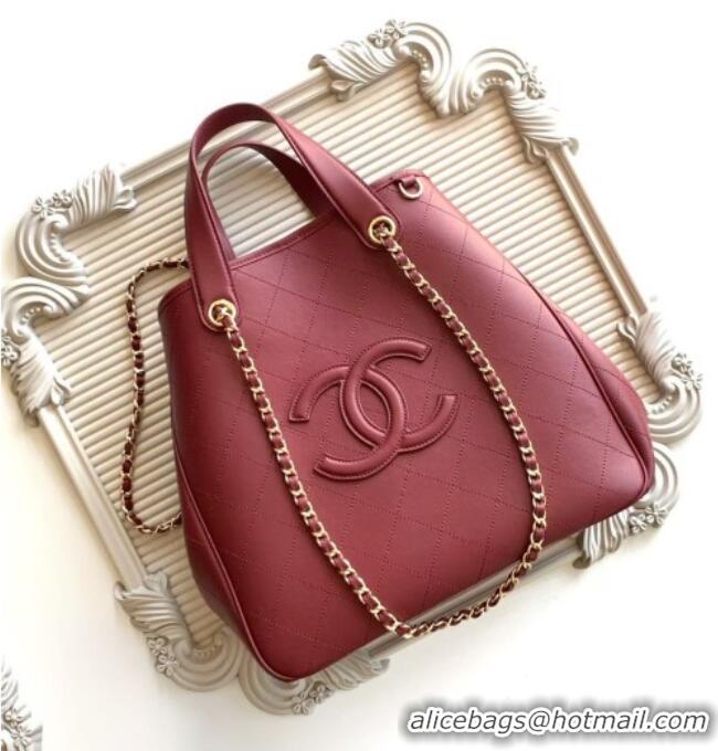 Famous Brand Chanel Small Tote Bag in Calfskin AS6200 Burgundy 2026