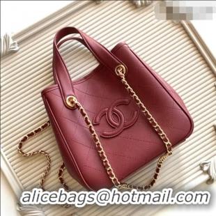 New Fashion Chanel Mini Tote Bag in Calfskin AS6199 Burgundy 2026