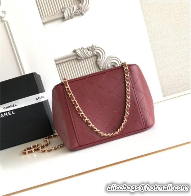 New Fashion Chanel Mini Tote Bag in Calfskin AS6199 Burgundy 2026