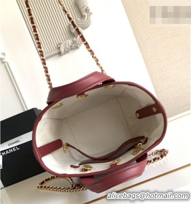 New Fashion Chanel Mini Tote Bag in Calfskin AS6199 Burgundy 2026