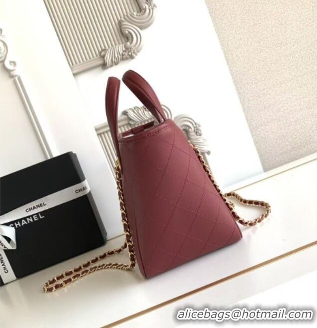 New Fashion Chanel Mini Tote Bag in Calfskin AS6199 Burgundy 2026