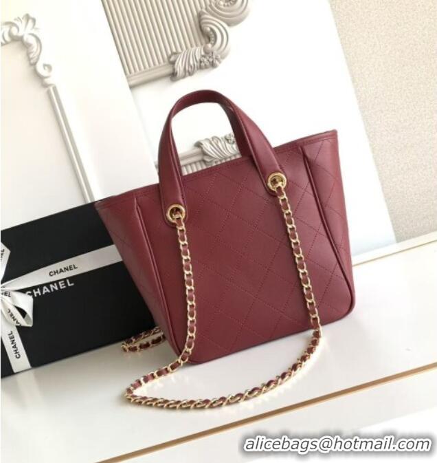New Fashion Chanel Mini Tote Bag in Calfskin AS6199 Burgundy 2026