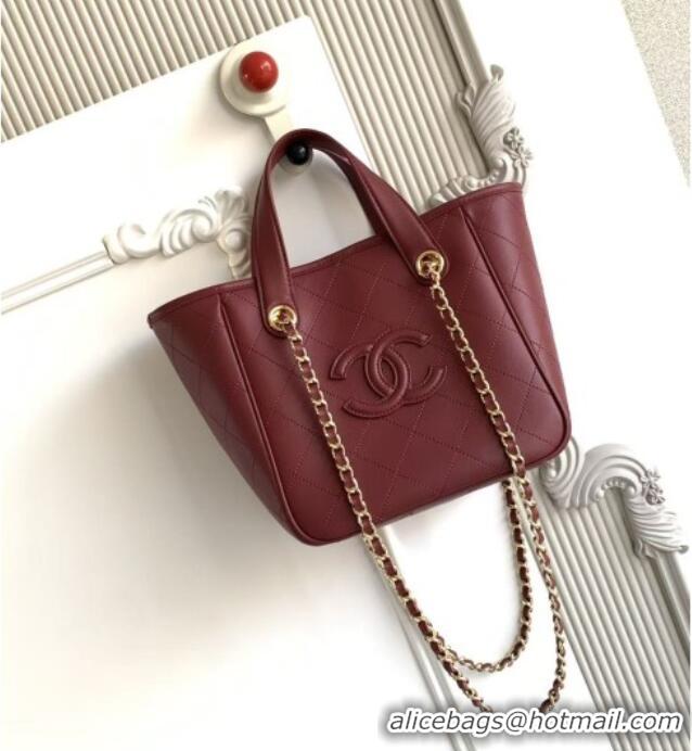 New Fashion Chanel Mini Tote Bag in Calfskin AS6199 Burgundy 2026